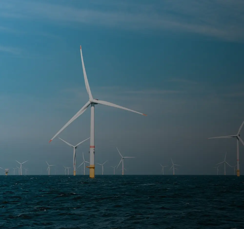 Offshore wind turbines at sea